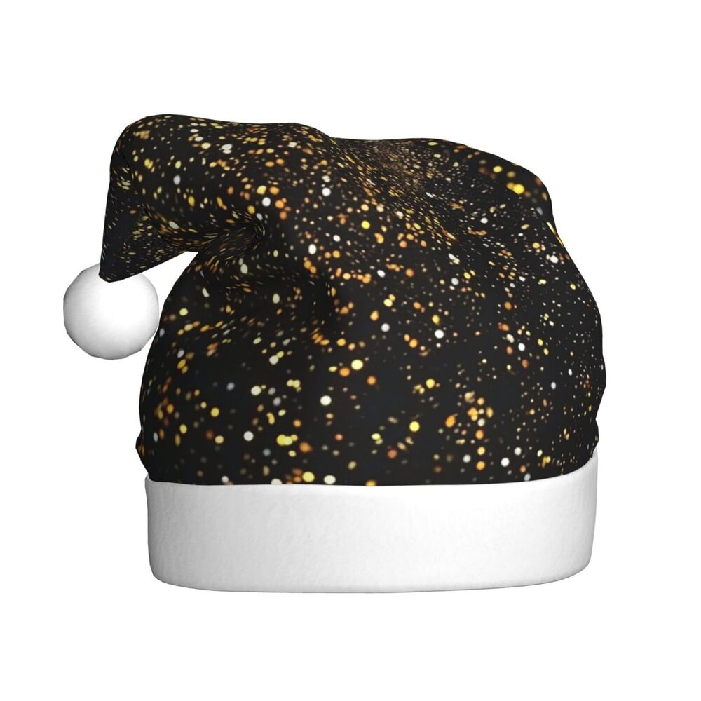9052 Black & Gold Sparkle Christmas Hat, Xmas Holiday Hat, Christmas New